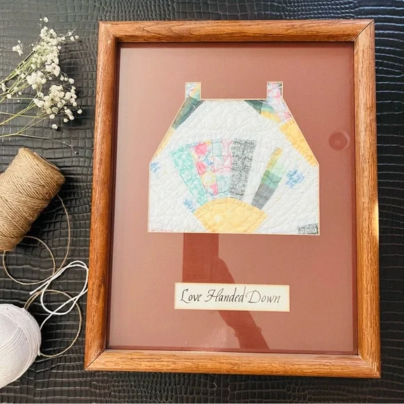 15”x12” Mat board framed Antique quilt.